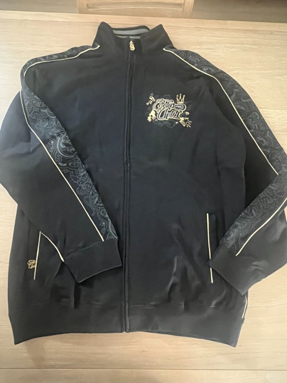 Vintage Ecko Unltd. Black and Gold Zip-up Track Jacket